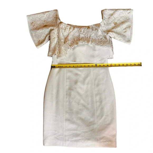 Slate & Willow Golden Iris Dress Size 8 Sheath Off shoulder Lace Ruffle 8 RTR - Picture 14 of 16